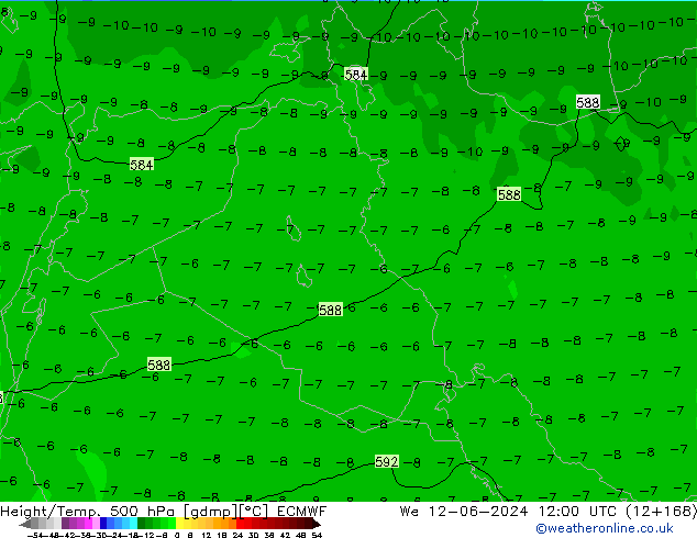 Z500/Rain (+SLP)/Z850 ECMWF mer 12.06.2024 12 UTC