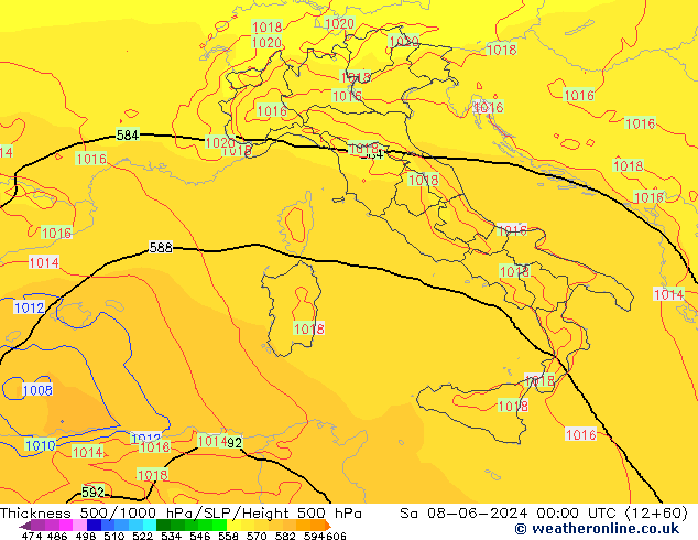 Thck 500-1000hPa ECMWF sam 08.06.2024 00 UTC