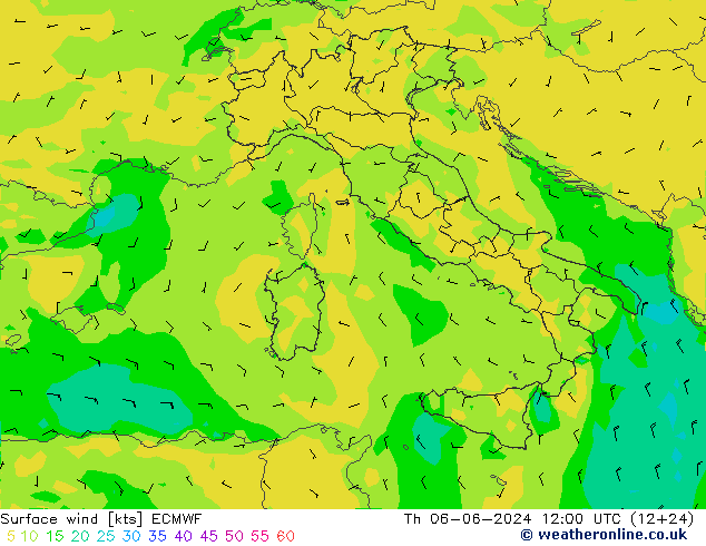 Surface wind ECMWF Th 06.06.2024 12 UTC