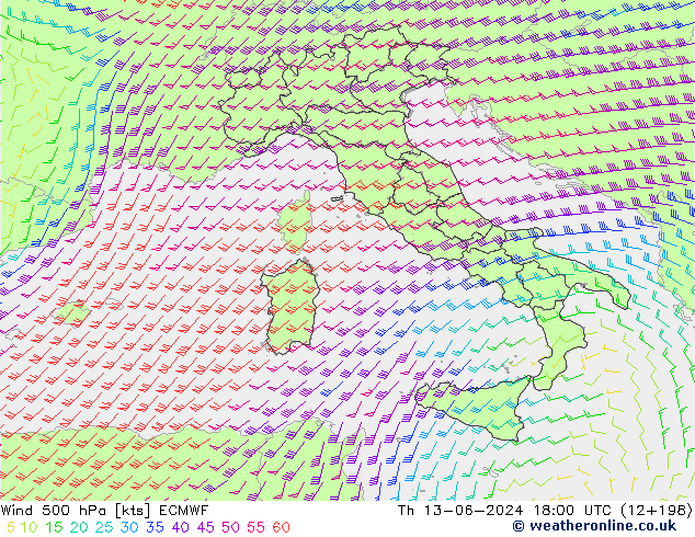 Wind 500 hPa ECMWF Th 13.06.2024 18 UTC