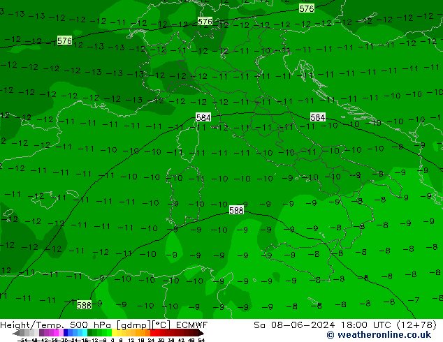 Z500/Rain (+SLP)/Z850 ECMWF  08.06.2024 18 UTC