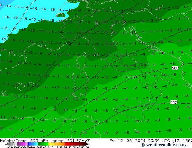 Z500/Regen(+SLP)/Z850 ECMWF wo 12.06.2024 00 UTC