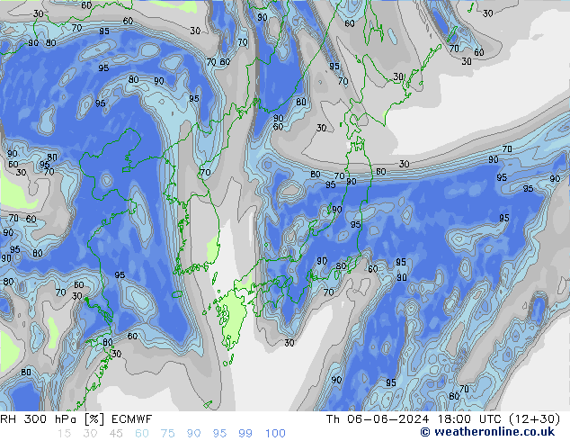 RH 300 hPa ECMWF Do 06.06.2024 18 UTC