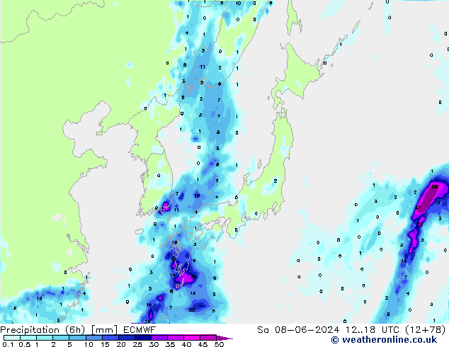 Z500/Rain (+SLP)/Z850 ECMWF sáb 08.06.2024 18 UTC