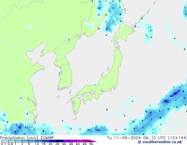 Precipitation ECMWF Tu 11.06.2024 12 UTC