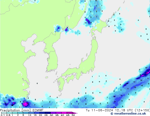 precipitação ECMWF Ter 11.06.2024 18 UTC