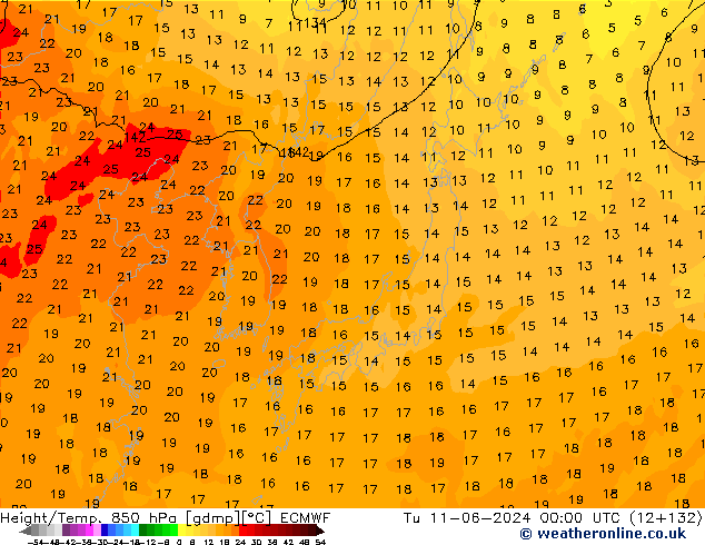 Z500/Rain (+SLP)/Z850 ECMWF mar 11.06.2024 00 UTC