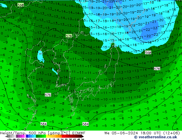 Z500/Rain (+SLP)/Z850 ECMWF St 05.06.2024 18 UTC