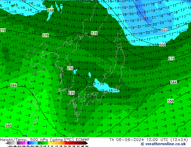 Géop./Temp. 500 hPa ECMWF jeu 06.06.2024 12 UTC