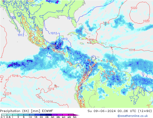 Z500/Rain (+SLP)/Z850 ECMWF Su 09.06.2024 06 UTC