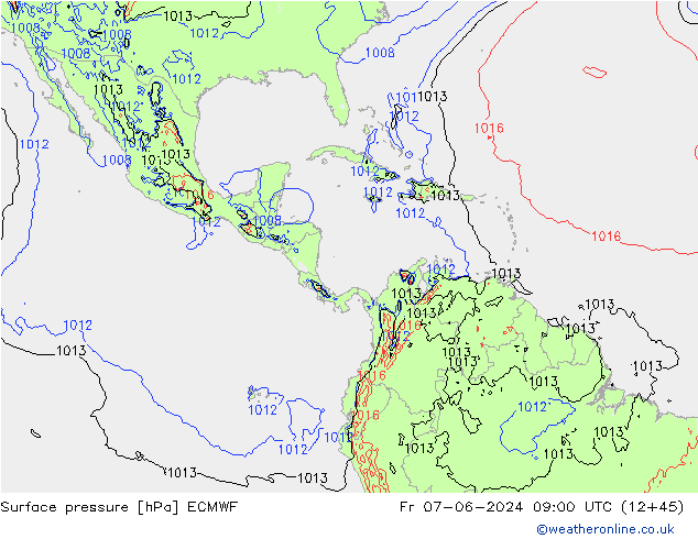 Surface pressure ECMWF Fr 07.06.2024 09 UTC