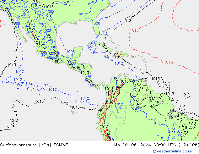 Pressione al suolo ECMWF lun 10.06.2024 00 UTC