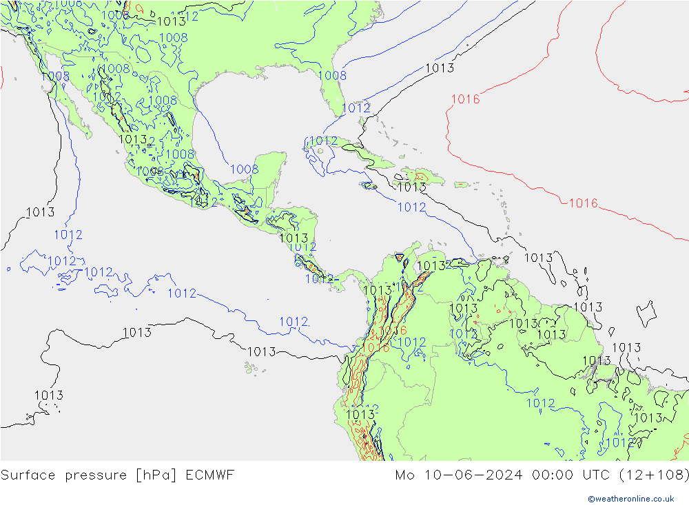 Surface pressure ECMWF Mo 10.06.2024 00 UTC