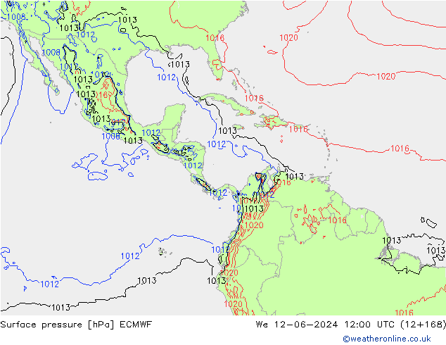 Surface pressure ECMWF We 12.06.2024 12 UTC