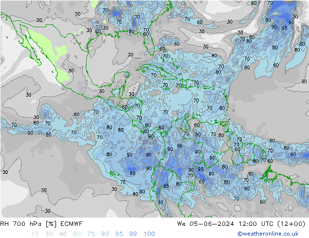 700 hPa Nispi Nem ECMWF Çar 05.06.2024 12 UTC