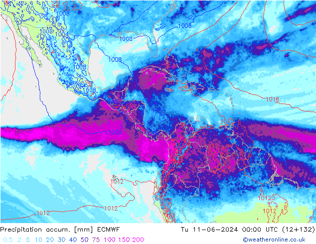 Totale neerslag ECMWF di 11.06.2024 00 UTC