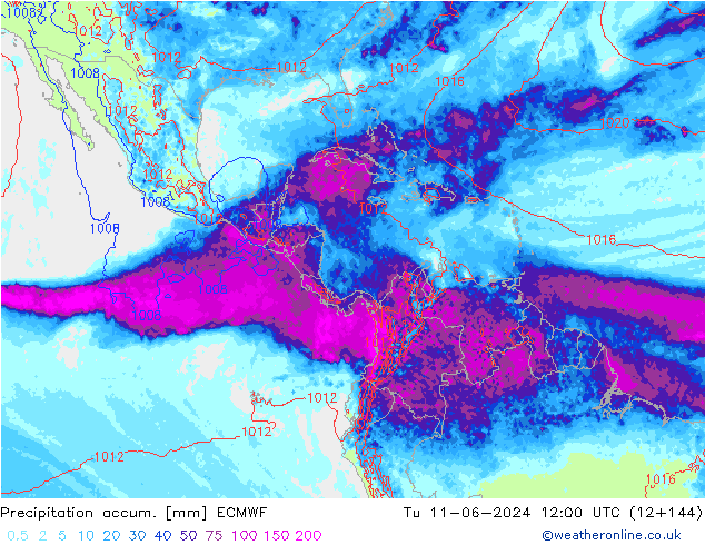 Totale neerslag ECMWF di 11.06.2024 12 UTC