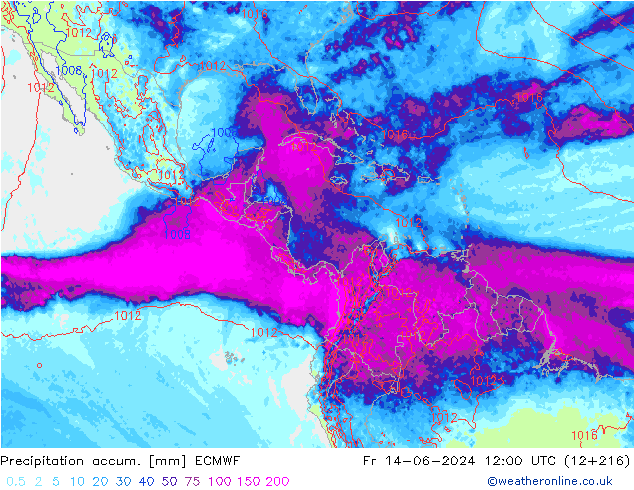 Precipitation accum. ECMWF Fr 14.06.2024 12 UTC