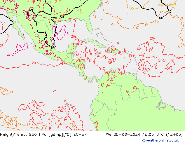 Yükseklik/Sıc. 850 hPa ECMWF Çar 05.06.2024 15 UTC