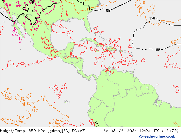 Yükseklik/Sıc. 850 hPa ECMWF Cts 08.06.2024 12 UTC