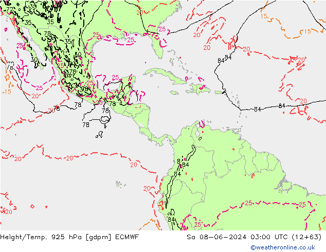 Height/Temp. 925 hPa ECMWF Sa 08.06.2024 03 UTC