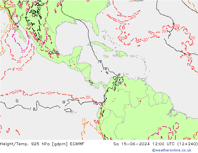 Géop./Temp. 925 hPa ECMWF sam 15.06.2024 12 UTC