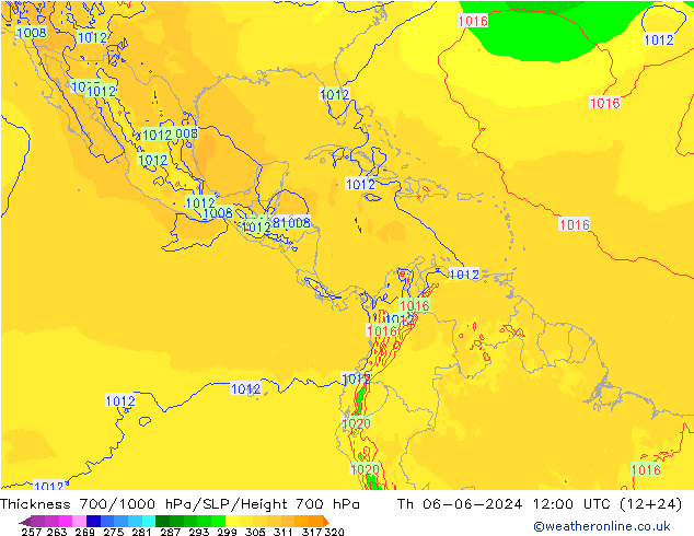 Thck 700-1000 hPa ECMWF Čt 06.06.2024 12 UTC