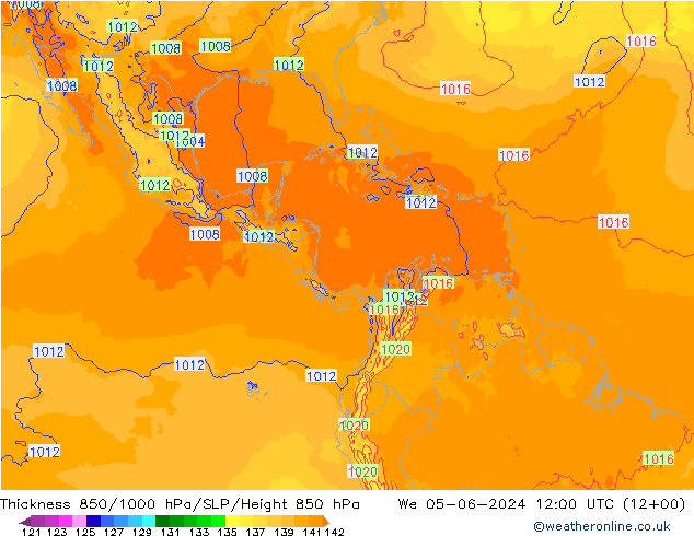 850-1000 hPa Kalınlığı ECMWF Çar 05.06.2024 12 UTC