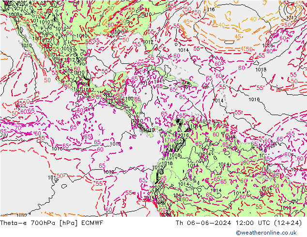 Theta-e 700hPa ECMWF jeu 06.06.2024 12 UTC