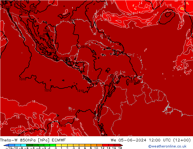 Theta-W 850hPa ECMWF Çar 05.06.2024 12 UTC