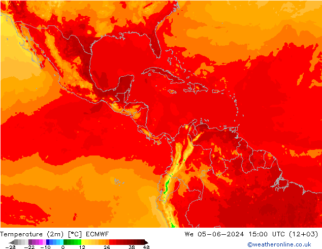 Temperatura (2m) ECMWF mié 05.06.2024 15 UTC