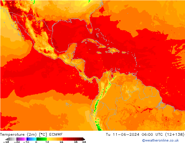 Temperature (2m) ECMWF Út 11.06.2024 06 UTC
