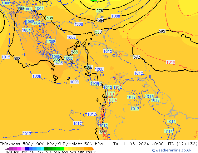 Thck 500-1000гПа ECMWF вт 11.06.2024 00 UTC