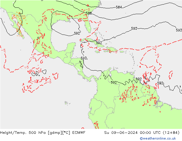 Z500/Rain (+SLP)/Z850 ECMWF dom 09.06.2024 00 UTC