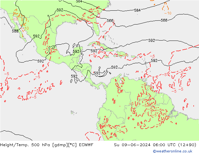 Z500/Rain (+SLP)/Z850 ECMWF Su 09.06.2024 06 UTC