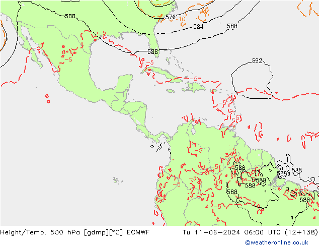 Hoogte/Temp. 500 hPa ECMWF di 11.06.2024 06 UTC