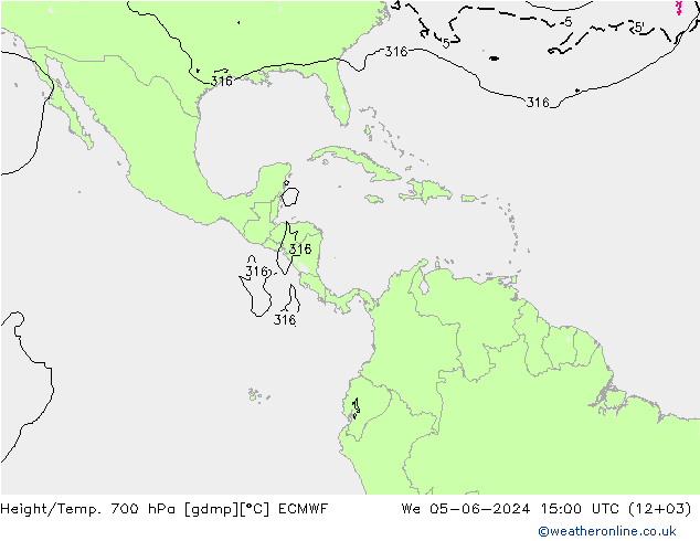 Yükseklik/Sıc. 700 hPa ECMWF Çar 05.06.2024 15 UTC