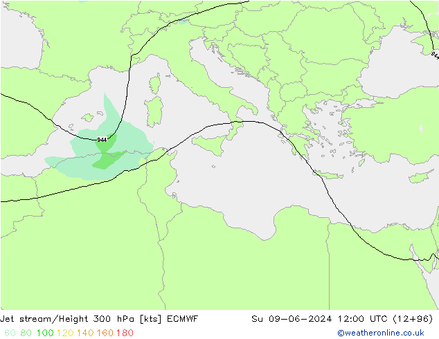 Jet stream ECMWF Dom 09.06.2024 12 UTC