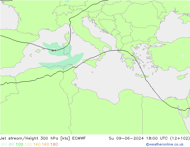 Prąd strumieniowy ECMWF nie. 09.06.2024 18 UTC