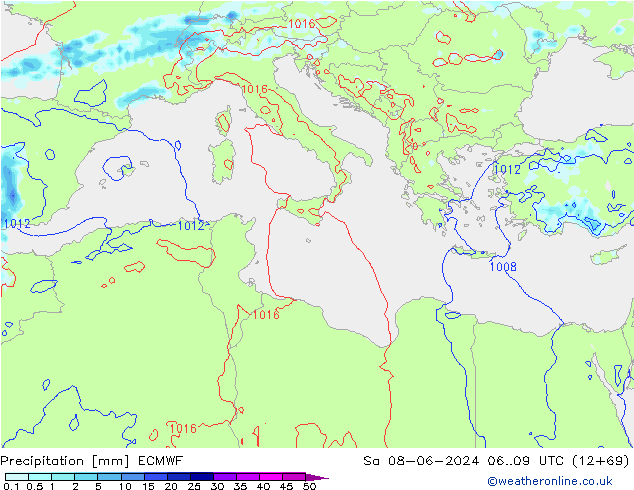 Neerslag ECMWF za 08.06.2024 09 UTC