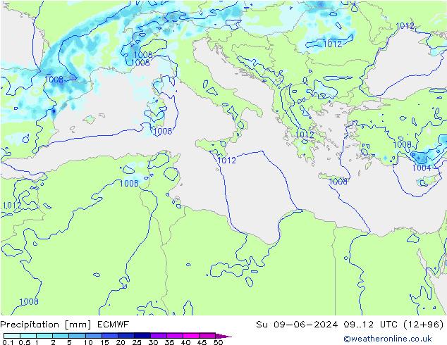 Precipitation ECMWF Su 09.06.2024 12 UTC