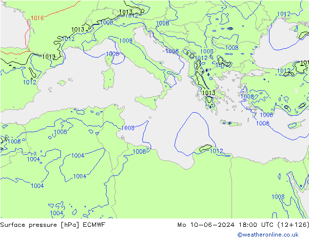 Yer basıncı ECMWF Pzt 10.06.2024 18 UTC