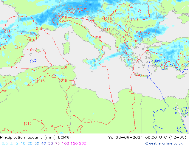 Précipitation accum. ECMWF sam 08.06.2024 00 UTC