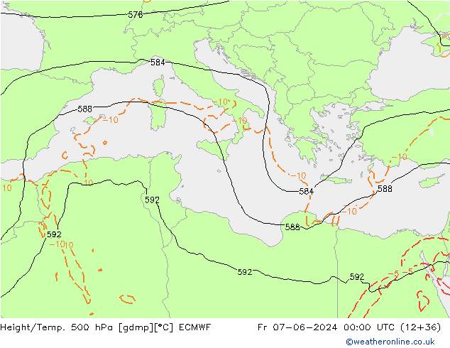 Z500/Regen(+SLP)/Z850 ECMWF vr 07.06.2024 00 UTC