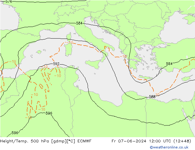 Géop./Temp. 500 hPa ECMWF ven 07.06.2024 12 UTC
