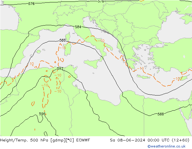 Z500/Rain (+SLP)/Z850 ECMWF sam 08.06.2024 00 UTC