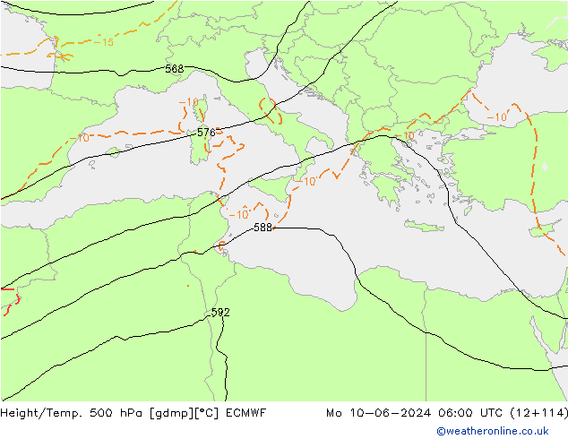 Z500/Rain (+SLP)/Z850 ECMWF Mo 10.06.2024 06 UTC