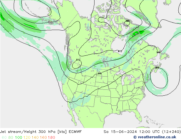 Jet stream/Height 300 hPa ECMWF Sa 15.06.2024 12 UTC