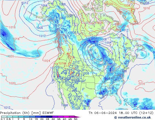 Z500/Rain (+SLP)/Z850 ECMWF jeu 06.06.2024 00 UTC