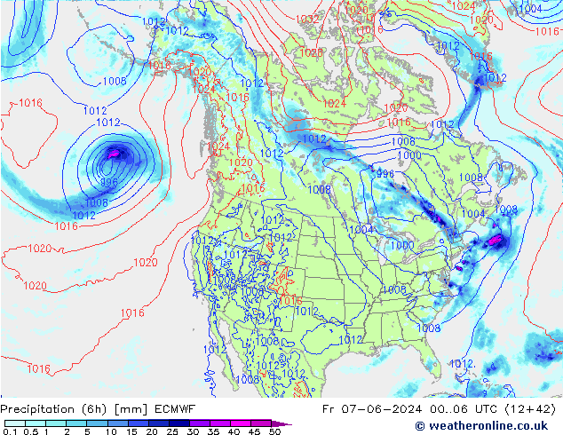 Z500/Rain (+SLP)/Z850 ECMWF Fr 07.06.2024 06 UTC